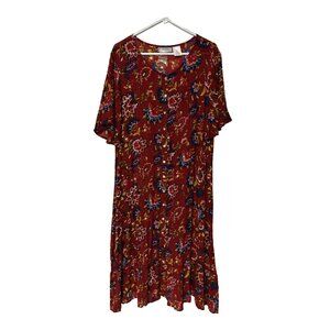 CW Classics Red Floral Rayon Women’s Size 1X Dress Spring NWOT
